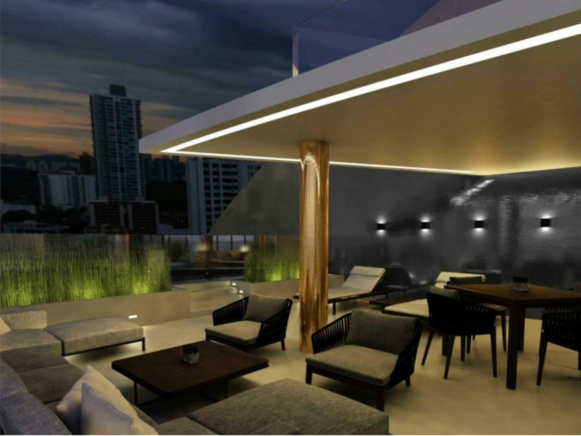 Hotel Las Americas Golden Tower Panama ภายนอก รูปภาพ 3D rendering of a rooftop terrace